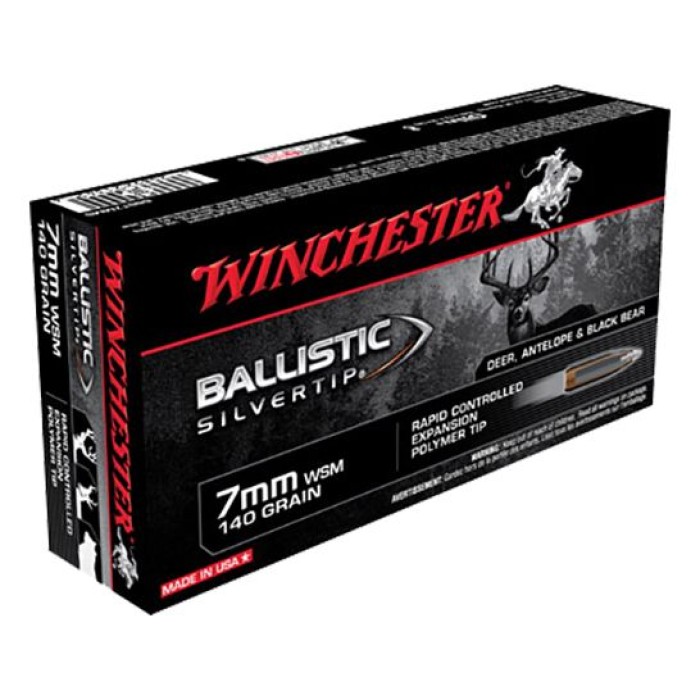 Winchester Ammunition Ballistic Silvertip 140 gr Polymer Tip 7mm WSM Ammo, 20/box - SBST7MMS