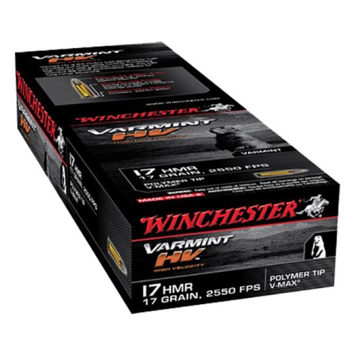 Winchester Ammunition Varmint-HV 17 gr Polymer Tip .17 HMR Ammo, 50/box - S17HMR1