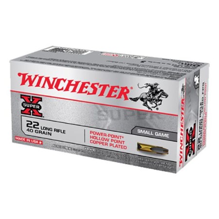 Winchester Ammunition Super-X 40 gr Power-Point Hollow Point Copper-Plated .22lr Ammo, 50/box - X22LRPP