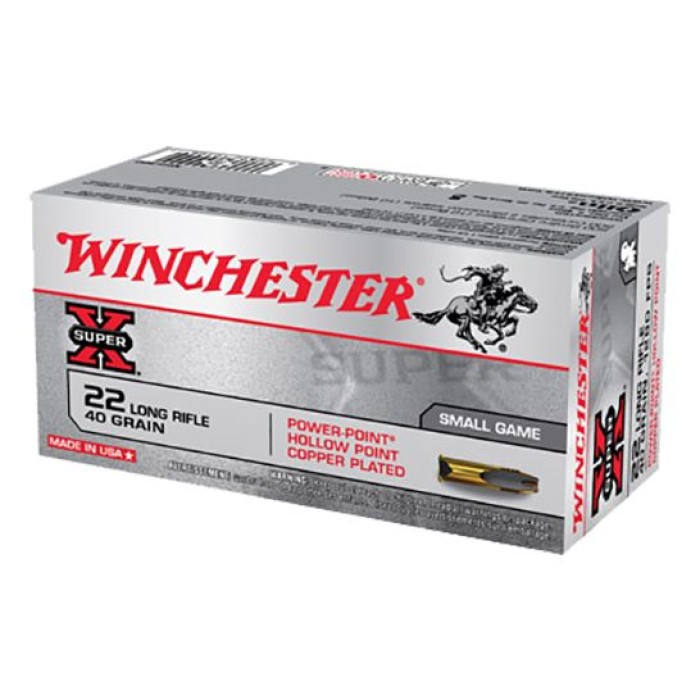 Winchester Ammunition Super-X 40 gr Power-Point Hollow Point Copper-Plated .22lr Ammo, 50/box - X22LRPP