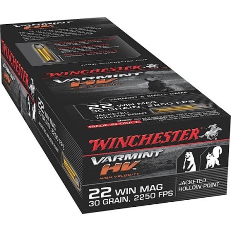 Winchester Ammunition Varmint-HV 30 gr Jacketed Hollow Point .22 WMR Ammo, 50/box - S22M2