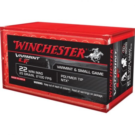 Winchester Ammunition Varmint-LF 25 gr Jacketed Hollow Point .22 Win Mag Ammo, 50/box - X22MHLF