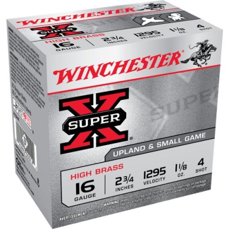 Winchester Ammunition Super-X High Brass 2.75" 16 Gauge Ammo 4, 25/box - X16H4