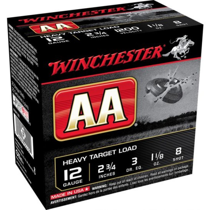 Winchester Ammunition AA Heavy 2.75" 12 Gauge Ammo 8, 25/box - AAM128
