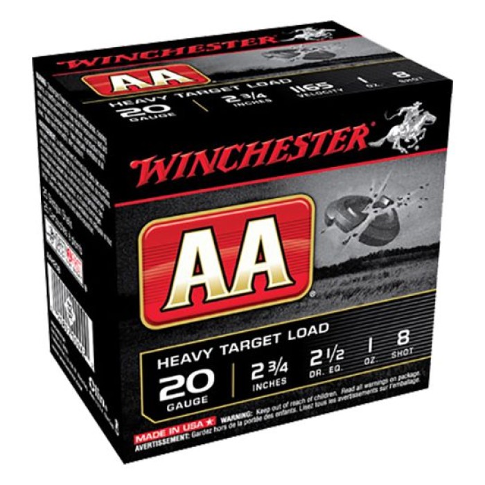 Winchester Ammunition AA Heavy 2.75" 20 Gauge Ammo 8, 25/box - AAH208