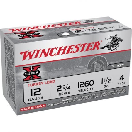 Winchester Ammunition Super-X Turkey Load 2.75" 12 Gauge Ammo 4, 10/box - X12MT4