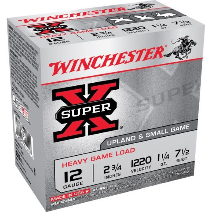 Winchester Ammunition Super-X Heavy Game Load 2.75" 12 Gauge Ammo 7-1/2, 25/box - XU12SP7