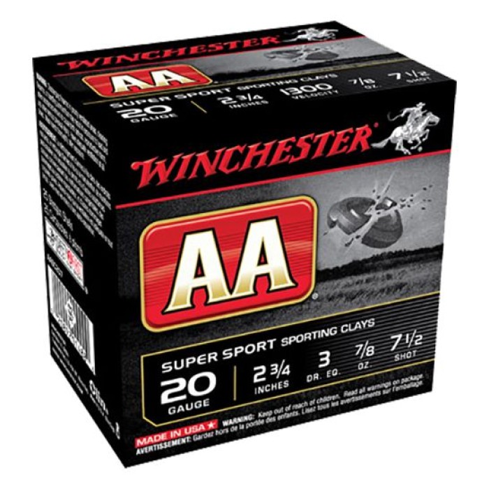 Winchester Ammunition AA Super Sport 2.75" 20 Gauge Ammo 7-1/2, 25/box - AASC207