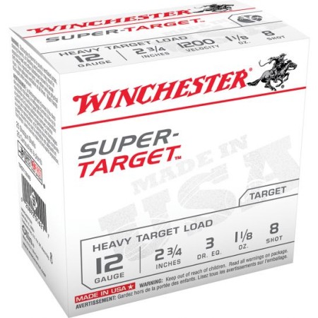 Winchester Ammunition Super Target Heavy 2.75" 12 Gauge Ammo 8, 25/box - TRGT12M8