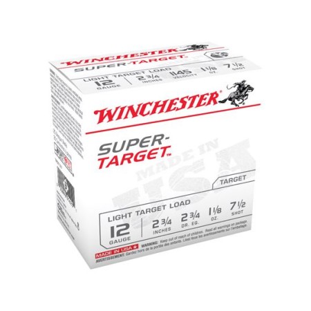 Winchester Ammunition Super Target Light Target Load 2.75" 12 Gauge Ammo 7-1/2, 25/box - TRGT127