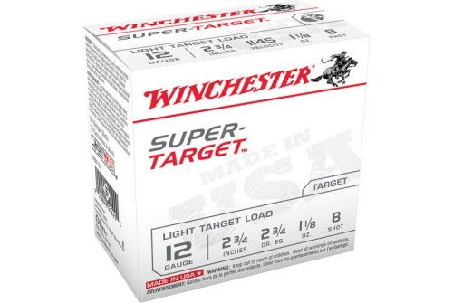 Winchester Ammunition Super Target 2.75" 12 Gauge Ammo 8, 25/box - TRGT128