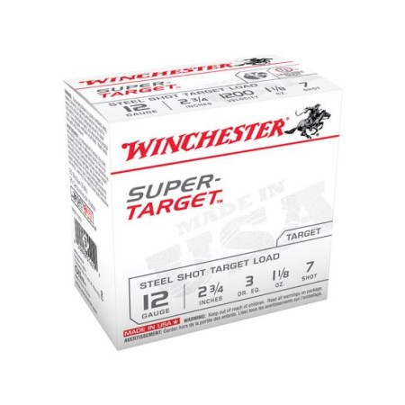 Winchester Ammunition Super Target Steel Shot Target Load 2.75" 12 Gauge Ammo 7, 25/box - TRGT12S7