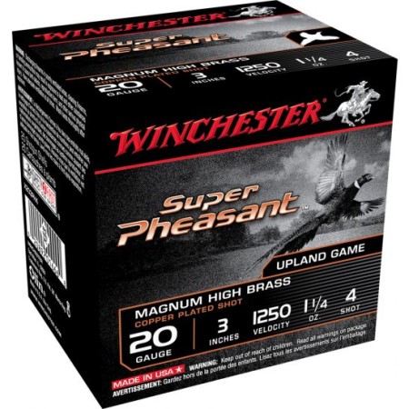 Winchester Ammunition Super Pheasant Magnum High Brass 3" 20 Gauge Ammo 4, 25/box - X203PH4