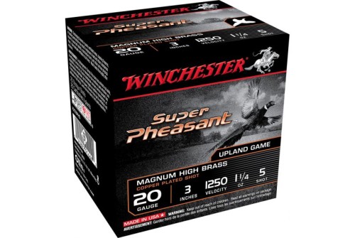 Winchester Ammunition Super Pheasant Magnum High Brass 3" 20 Gauge Ammo 5, 25/box - X203PH5