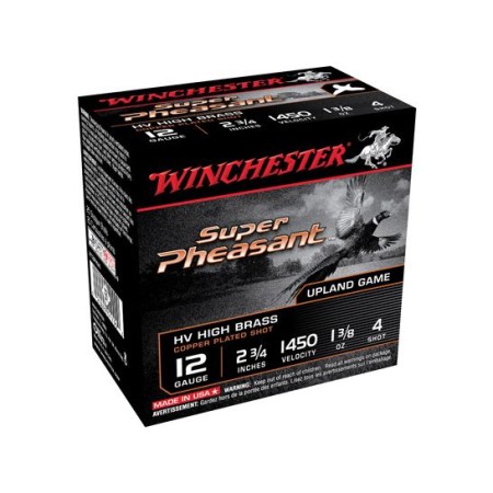 Winchester Ammunition Super Pheasant HV High Brass 2.75" 12 Gauge Ammo 4, 25/box - X12PHV4