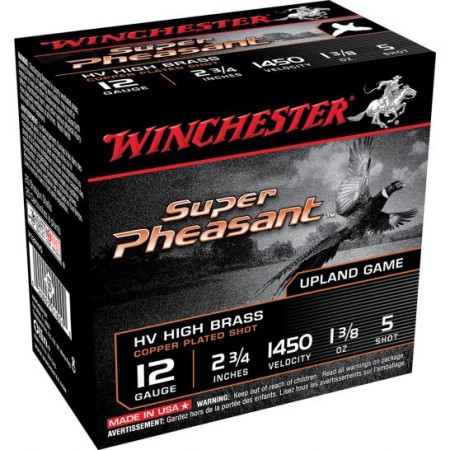 Winchester Ammunition Super Pheasant HV High Brass 2.75" 12 Gauge Ammo 5, 25/box - X12PHV5
