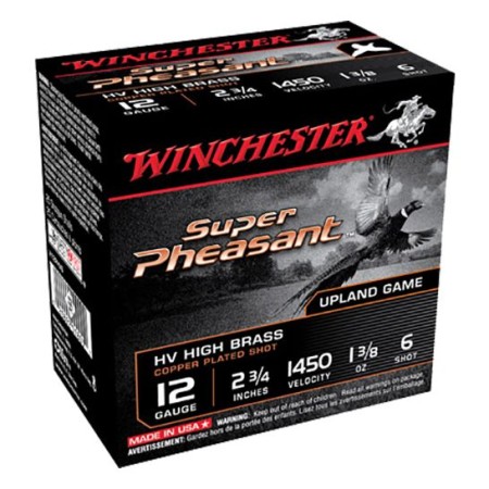 Winchester Ammunition Super Pheasant HV High Brass 2.75" 12 Gauge Ammo 6, 25/box - X12PHV6