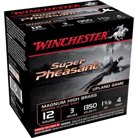 Winchester Ammunition Super Pheasant Magnum High Brass 3" 12 Gauge Ammo 4, 25/box - X123PH4