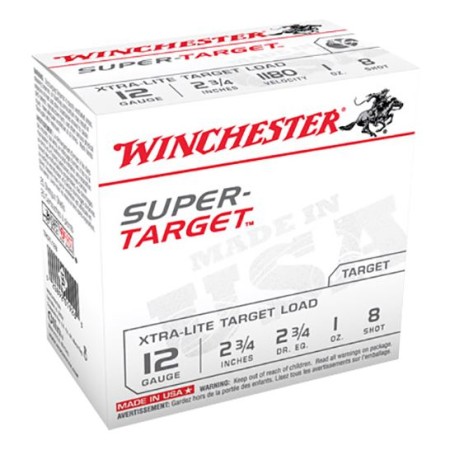 Winchester Ammunition Super Target Xtra-Lite 2.75" 12 Gauge Ammo 8, 25/box - TRGTL128