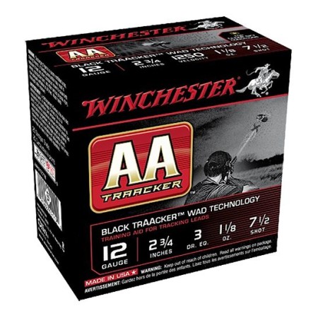 Winchester Ammunition AA Black Traacker Wad Tech 2.75" 12 Gauge Ammo 7-1/2, 25/box - AAHA127TB