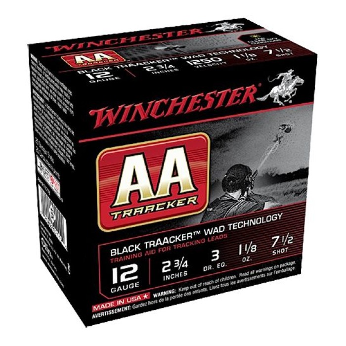 Winchester Ammunition AA Black Traacker Wad Tech 2.75" 12 Gauge Ammo 7-1/2, 25/box - AAHA127TB