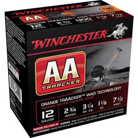 Winchester Ammunition AAOrange Traacker Wad Tech 2.75" 12 Gauge Ammo 7-1/2, 25/box - AASC127TO
