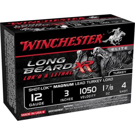 Winchester Ammunition Long Beard XR Shot-Lok Magnum 3" 12 Gauge Ammo 4, 10/box - STLB123M4