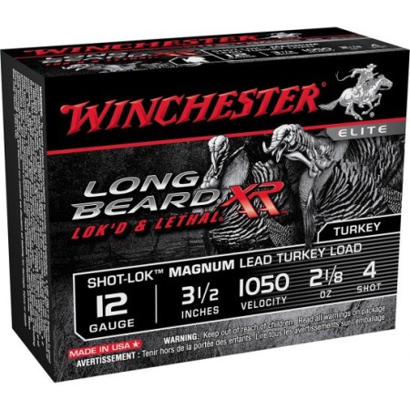 Winchester Ammunition Long Beard XR Shot-Lok Magnum 3.5" 12 Gauge Ammo 4, 10/box - STLB12LM4