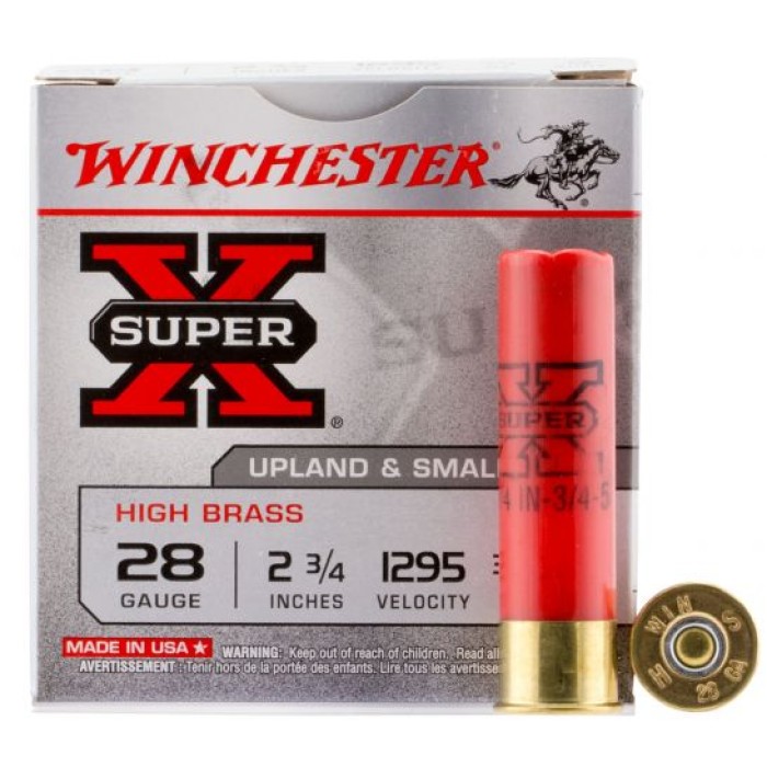 Winchester Ammunition Super-X High Brass 2.75" 28 Gauge Ammo 5, 25/box - X285