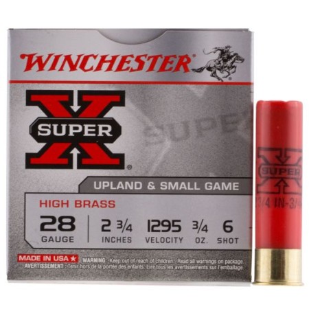 Winchester Ammunition Super-X High Brass 2.75" 28 Gauge Ammo 6, 25/box - X286