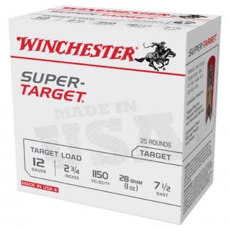 Winchester Ammunition Super Target 2.75" 12 Gauge Ammo 7-1/2, 25/box - TRGT11507