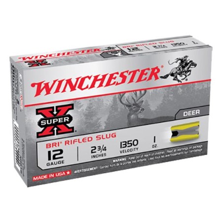 Winchester Ammunition Super-X BRI Rifled Slugs 2.75" 12 Gauge Ammo, 5/box - XRS12