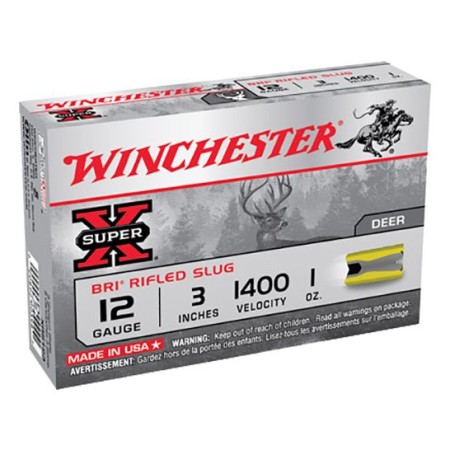 Winchester Ammunition Super-X BRI Rifled Slugs 3" 12 Gauge Ammo, 5/box - XRS123