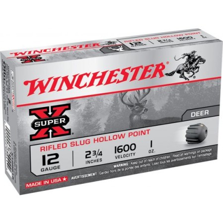 Winchester Ammunition Super-X Rifled Slug Hollow Point 2.75" 20 Gauge Ammo, 15/box - X20RSM5VP