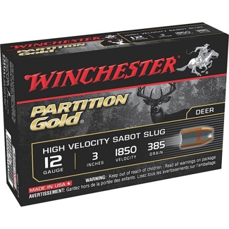 Winchester Ammunition Partition Gold HV Sabot Slug 3" 12 Gauge Ammo, 5/box - SSP123