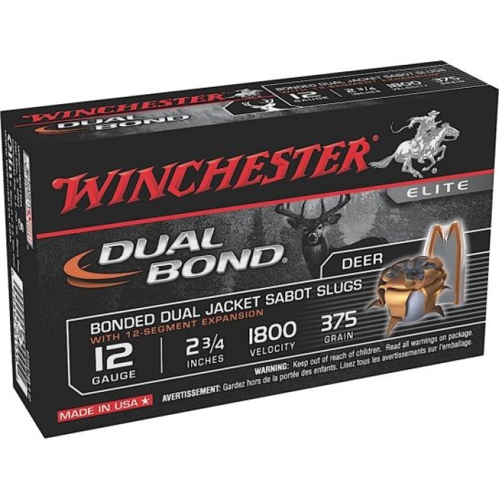 Winchester Ammunition Dual Bond Jacket Sabot 2.75" 12 Gauge Ammo, 5/box - SSDB12