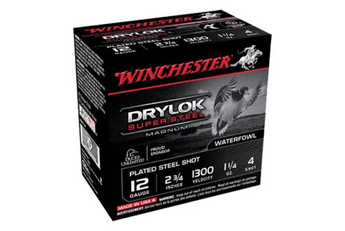 Winchester Ammunition Drylock Super Steel Magnum 2.75" 12 Gauge Ammo 4, 25/box - XSM124