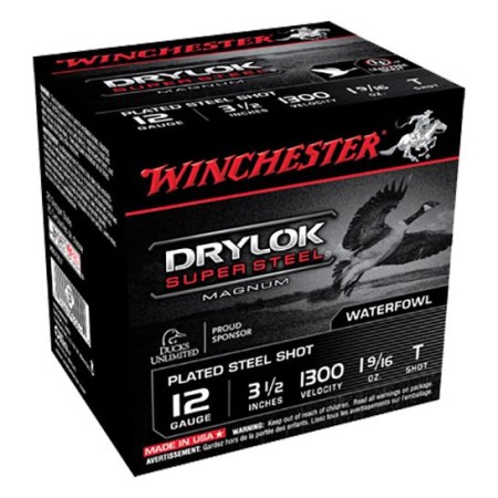 Winchester Ammunition Drylock Super Steel Magnum 3.5" 12 Gauge Ammo T, 25/box - XSC12LT