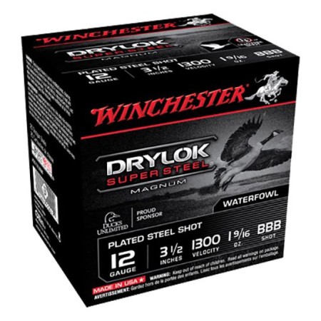 Winchester Ammunition Drylock Super Steel Magnum 3.5" 12 Gauge Ammo BBB, 25/box - XSC12LBBB