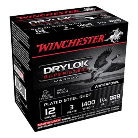 Winchester Ammunition Drylock Super Steel Magnum 3" 12 Gauge Ammo BBB, 25/box - XSC123BBB