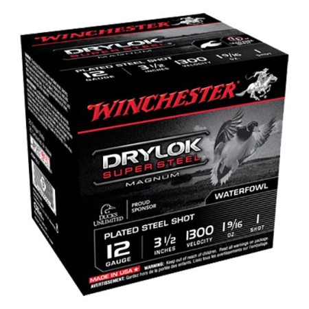 Winchester Ammunition Drylock Super Steel Magnum 3.5" 12 Gauge Ammo 1, 25/box - XSM12L1