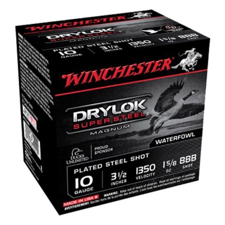 Winchester Ammunition Drylock Super Steel Magnum 3.5" 10 Gauge Ammo BBB, 25/box - XSC10BBB