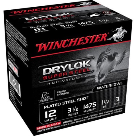 Winchester Ammunition Drylock Super Steel 3.5" 12 Gauge Ammo 3, 25/box - SSH12LH3