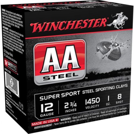 Winchester Ammunition AA Steel 2.75" 12 Gauge Ammo 8, 25/box - AASCL12S8