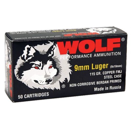 Wolf Performance PolyFormance 115 gr Full Metal Jacket 9mm Ammo, 50/box - 919FMJ