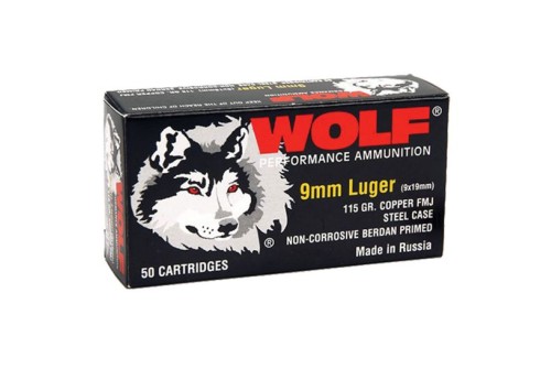 Wolf Performance PolyFormance 115 gr Full Metal Jacket 9mm Ammo, 50/box - 919FMJ