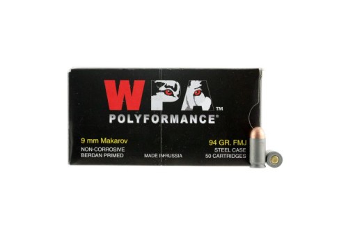 Wolf Performance PolyFormance 94 gr Full Metal Jacket 9x18mm Makarov Ammo, 1000 Rounds - 918FMJ