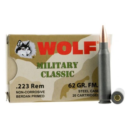 Wolf Performance Military Classic 62 gr Hollow Point .223 Rem/5.56 Ammo, 20/box - MC22362HP