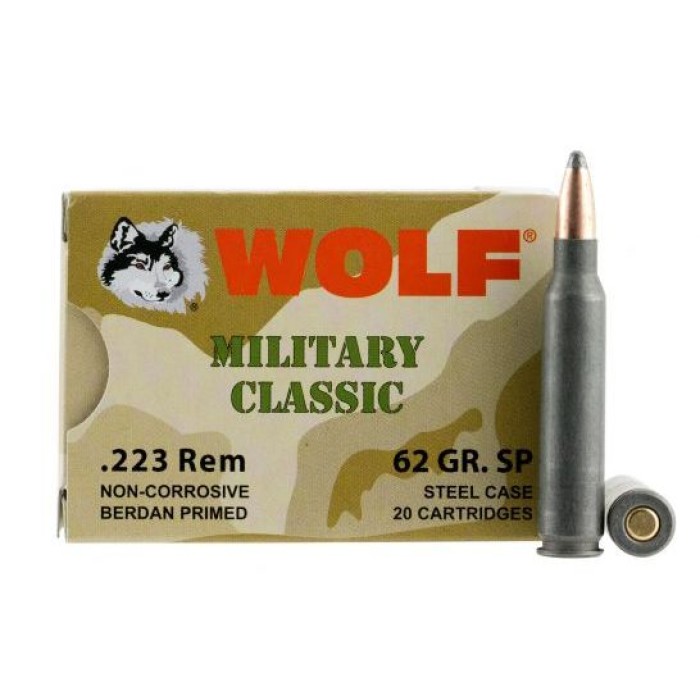 Wolf Mc22362sp Military Classic 223 Rem 62 GR Soft Point (Sp) 20 Bx/ 25 CS 500Rds