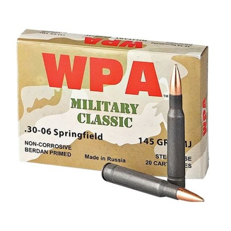 Wolf Performance Military Classic 145 gr Full Metal Jacket .30-06 Spfld Ammo, 500/case - MC3006FMJ145
